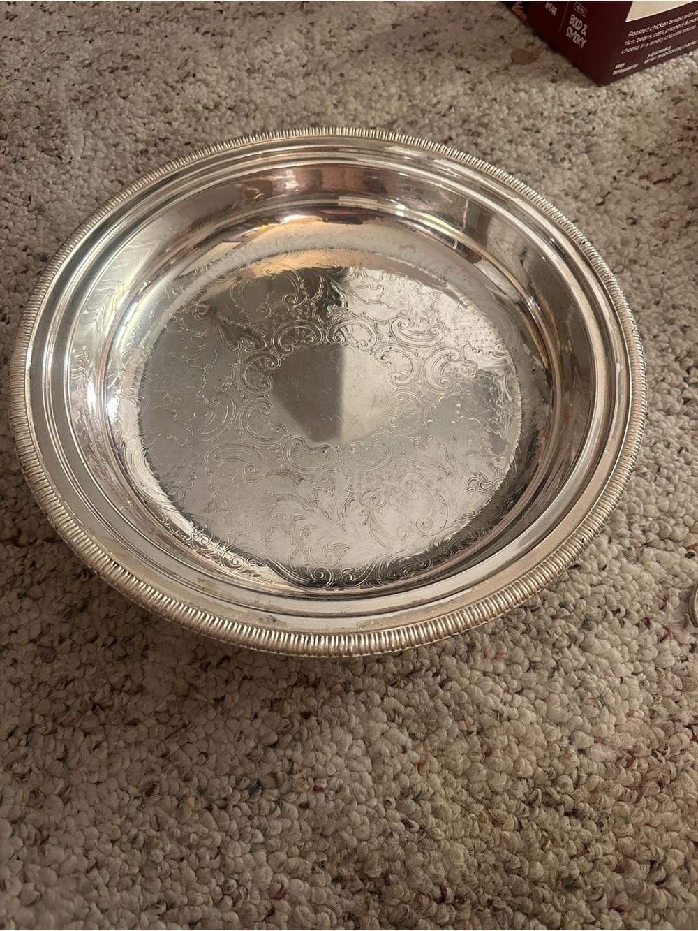 Vintage Silver Decorative Serving Bowl - crescent